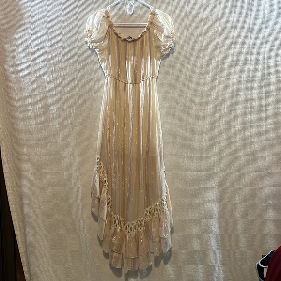 💚Nautilus Croatian summer/Easter high low maxi dress glitter red gold sz m/L - Picture 6 of 7